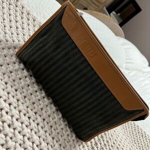 Fendi striped pouch clutch